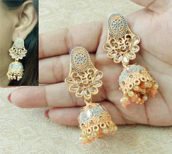 Lalso Beautiful Kundan MultiColour Meenakari Matt Finish Jhumka Earrings - LMNJ07_PH 1