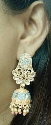 Lalso Beautiful Kundan MultiColour Meenakari Matt Finish Jhumka Earrings - LMNJ07_PH 3
