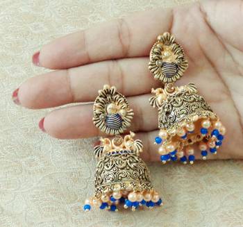 Lalso Beautiful Kundan MultiColour Meenakari Matt Finish Jhumka Earrings - LMNJ08_BL 2