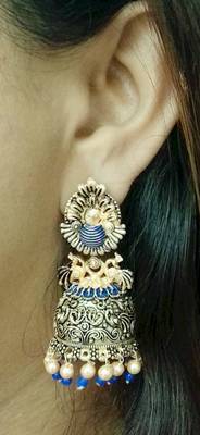 Lalso Beautiful Kundan MultiColour Meenakari Matt Finish Jhumka Earrings - LMNJ08_BL 3