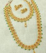 Lalso Royal Ruby Green Short Long Combo Jewelry Necklace Earring Set - LCNS01_RG