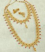 Lalso Royal Ruby Short Long Combo Jewelry Necklace Earring Set - LCNS03_RB