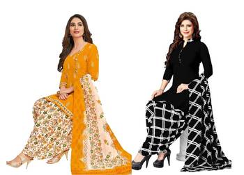 Combo Of 2 Printed Synthetic Unstitched Salwar With Dupatta 1