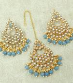 Lalso Beautiful Grey Kundan Maangtikka Earring Set Combo Jewelry - LKTE03_GY