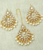 Lalso Beautiful White Kundan Maangtikka Earring Set Combo Jewelry - LKTE05_WT