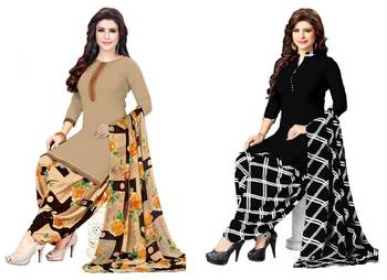 Combo Of 2 Printed Synthetic Unstitched Salwar With Dupatta 1