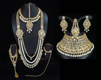 Lalso Beautiful White Kundan Full Bridal Wedding Jewelry Set - LBS09_WT 1