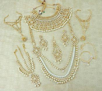 Lalso Beautiful White Kundan Full Bridal Wedding Jewelry Set - LBS09_WT 2