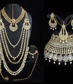 Lalso Beautiful White Kundan Full Bridal Wedding Jewelry Set - LBS10_WT