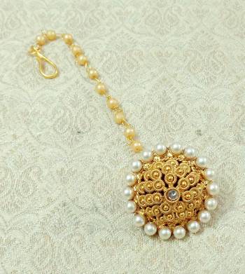 Lalso Copper Gold Plated Borla Maangtikka Mathapatti Hair Jewelry - LCBOR05 1