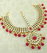 Lalso Designer Ruby Kundan Heavy Bridal Wedding Mathapatti Hair Jewelry - LHMP01_RB