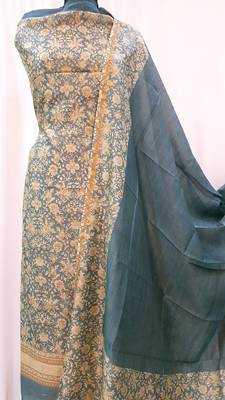 Pale Blue Chanderi Silk Unstitched Suit Fabric 1