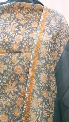Pale Blue Chanderi Silk Unstitched Suit Fabric 2