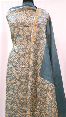 Pale Blue Chanderi Silk Unstitched Suit Fabric 4