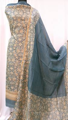 Pale Blue Chanderi Silk Unstitched Suit Fabric 5