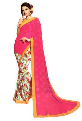 Peach Woven Georgette Saree With Blouse 1