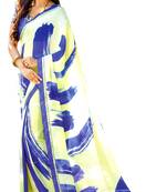Blue Printed Faux Georgette Saree With Blouse