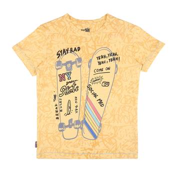 Yellow Printed Cotton Boys Tshirts 1