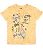 Yellow Printed Cotton Boys Tshirts