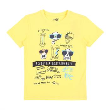 Yellow Printed Cotton Boys Tshirts 1