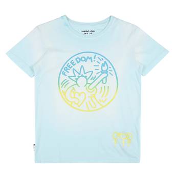 Blue Printed Cotton Boys Tshirts 1
