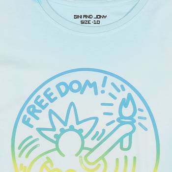 Blue Printed Cotton Boys Tshirts 3