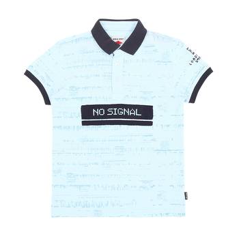 Blue Printed Cotton Boys Tshirts 1