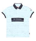 Blue Printed Cotton Boys Tshirts