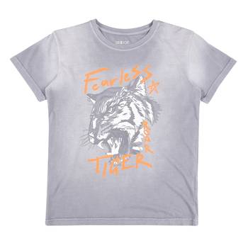 Grey Printed Cotton Boys Tshirts 1