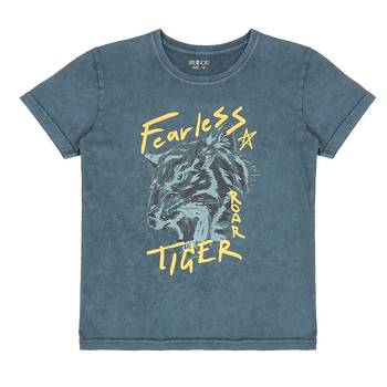 Blue Printed Cotton Boys Tshirts 1