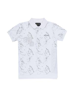 White Printed Cotton Boys Tshirts 1
