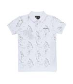 White Printed Cotton Boys Tshirts