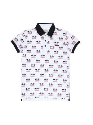 White Printed Cotton Boys Tshirts 1