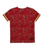 Red Printed Cotton Boys Tshirts