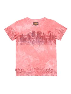Red Printed Cotton Boys Tshirts 1