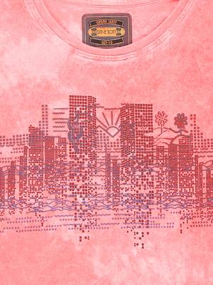 Red Printed Cotton Boys Tshirts 3