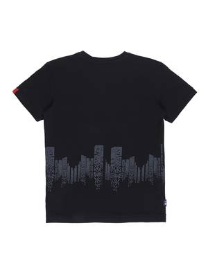 Black Printed Cotton Boys Tshirts 2