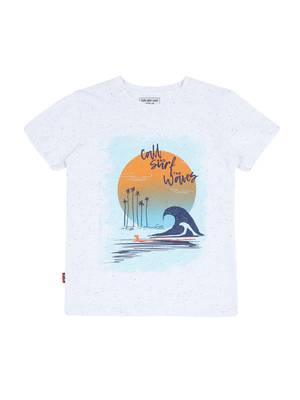 White Printed Cotton Boys Tshirts 1