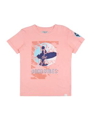 Pink Printed Cotton Boys Tshirts 1