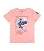 Pink Printed Cotton Boys Tshirts