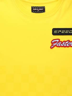 Yellow Printed Cotton Boys Tshirts 3
