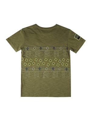 Green Printed Cotton Boys Tshirts 2