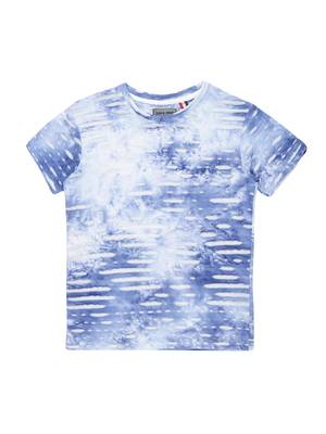 Blue Printed Cotton Boys Tshirts 1