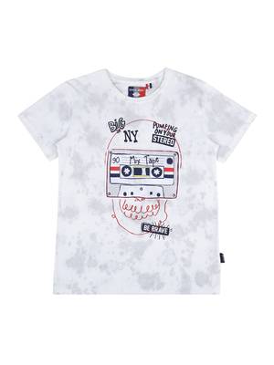 Grey Printed Cotton Boys Tshirts 1