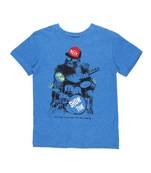Blue Printed Cotton Boys Tshirts