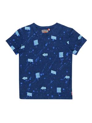 Blue Printed Cotton Boys Tshirts 1