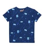Blue Printed Cotton Boys Tshirts