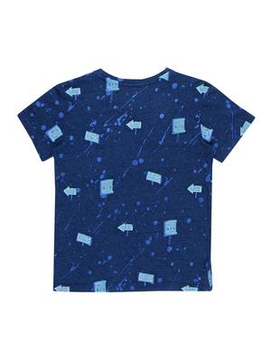 Blue Printed Cotton Boys Tshirts 2