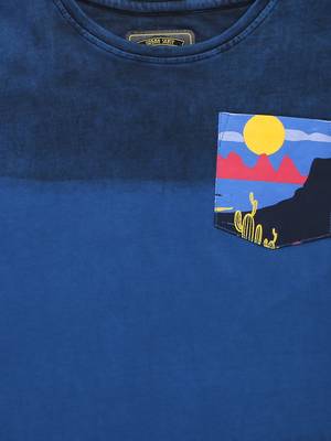 Blue Printed Cotton Boys Tshirts 3