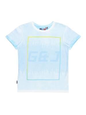 Blue Printed Cotton Boys Tshirts 1